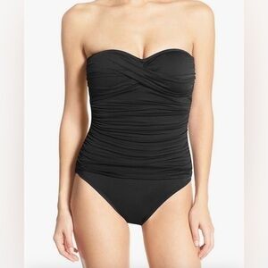 La Blanca Black Standard Island Goddess Bandeau One Piece Swimsuit size 12 large